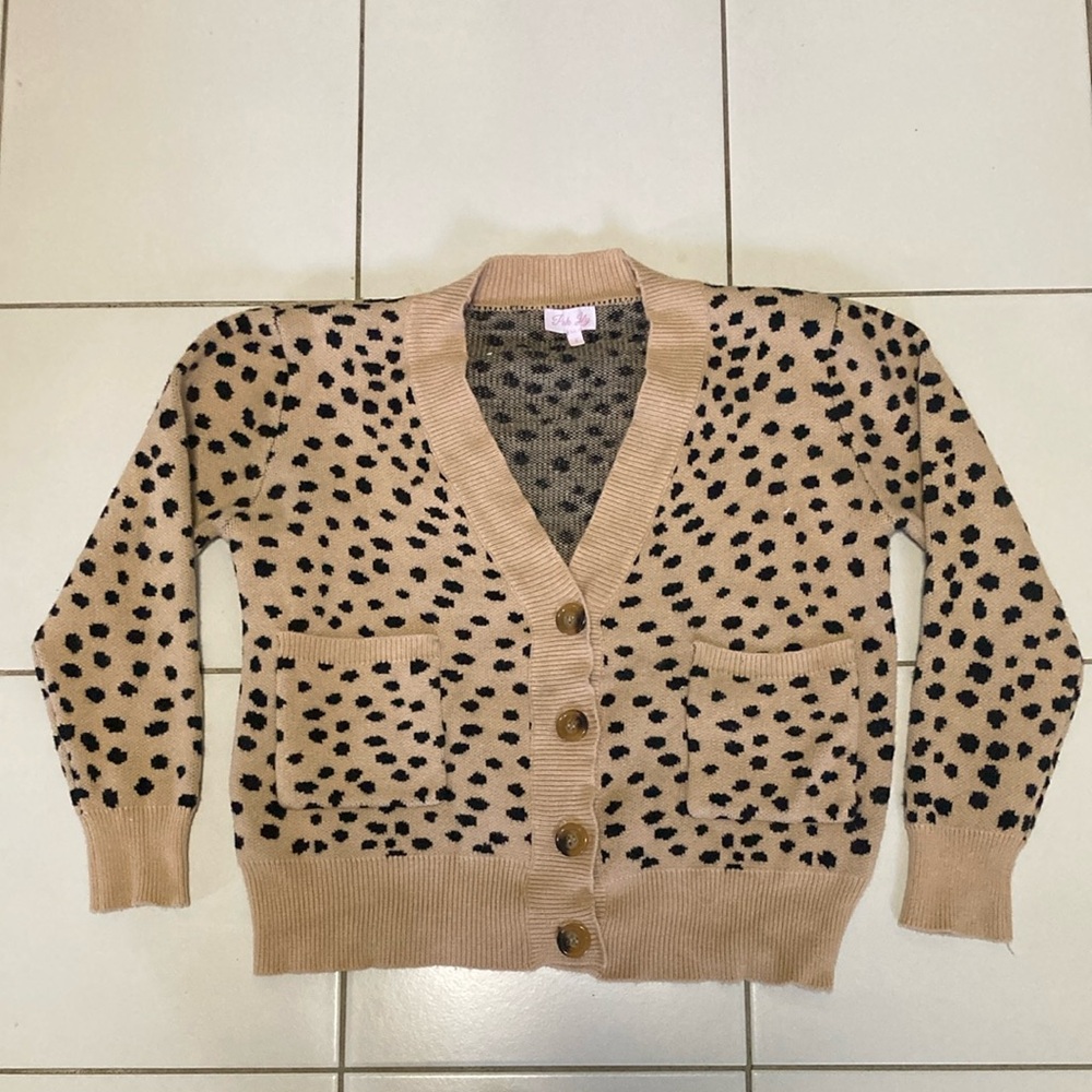 Tan and Black Leopard Print Cardigan